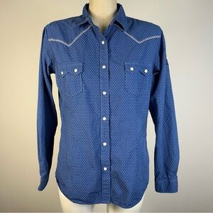 Panhandle Slim Blue Women Western Snap Button-Down Shirt M